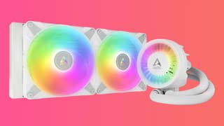 ARCTIC Liquid Freezer III 280 A-RGB in white on a gradient background