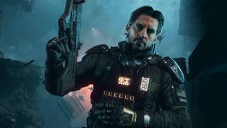 Screenshot of Call of Duty Black Ops 7 game trailer showing close up of Milo Ventimiglia as a soldier
