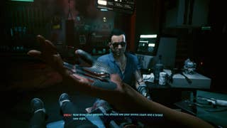 Viktor brandishes his surgical tools in Cyberpunk.