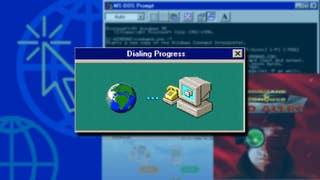 The 90s internet in a screenshot: a rectangular box showing a globe and a computer with a telephone nearby it, and a line of dots connecting them both. The words "dialling process" are the title of the box. This is what you used to see while connecting to the internet. Ah memories, memories.