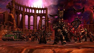 Dawn of War Definitive Edition official image showing the forces of Chaos in a red-hued environment