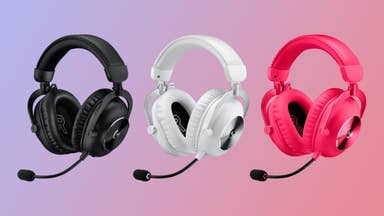 pc gaming headsets, specifically the logitech g pro x 2 lightspeed wireless headset in black, white and pink on a gradient background