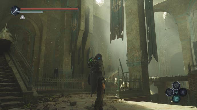 Hell is Us screenshot showing player character exploring a dusty ruin