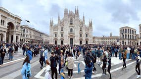 A photo of the Duomo city square in Milan.