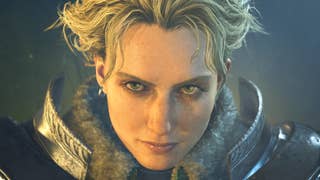 Monster Hunter Wilds screenshot showing close up of Olivia, blonde-haired female warrior in armour