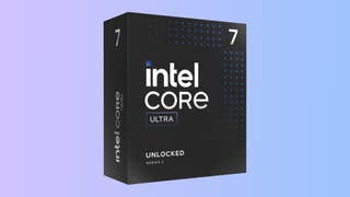 Intel Core Ultra 7 265K processor on a gradient background