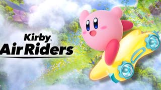 kirby riding a star in Kirby Air Riders