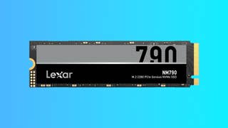 Lexar NM790 SSD on a gradient background
