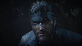 Metal Gear Solid Delta: Snake Eater official screenshot showing Naked Snake in close up with a bandana and mud on his face, looking serious in the dark.