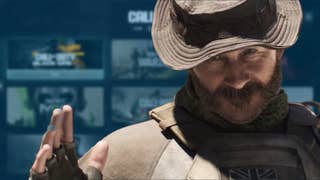 Shot of Captain Price, in a hat, sporting a moustache, over the top of the Call of Duty app, featuring tiles for each of the games.