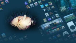 A 'slug cat' sleeps in a small curled up ball on top of a blurred image of an Xbox Series S and game tiles.