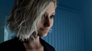 Ashley Grace, as she appears in Resident Evil 9, with a short blonde bob, smiles mildly.