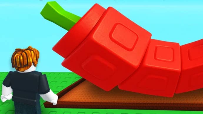 Artwork for the Roblox game Grow a Garden, showing a character standing by a huge vegetable.