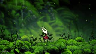 Hollow Knight: Silksong screenshot showing Hornet character in a lush green environment
