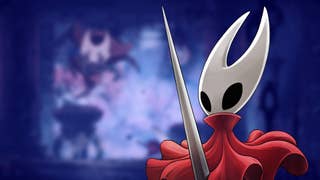 Silksong's main character over a blurred background.