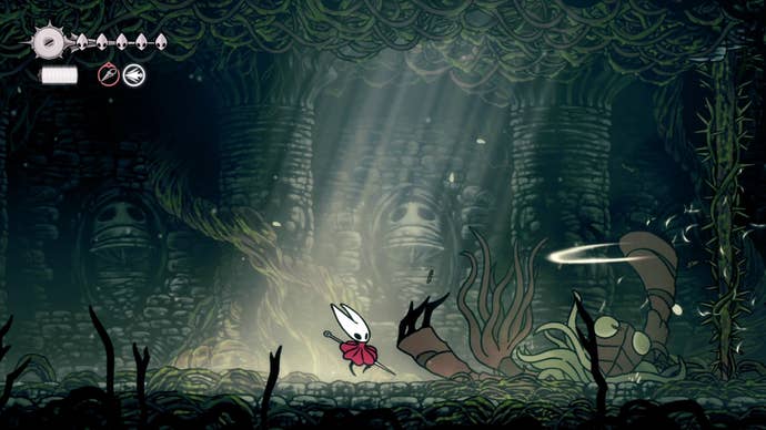 Hornet stuns Sister Splinter in Shellwood in Hollow Knight: Silksong