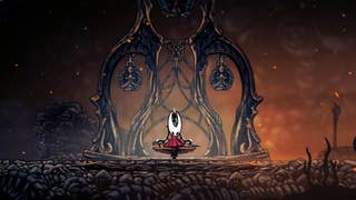 Hornet sits on a Bench in The Marrow in Hollow Knight: Silksong