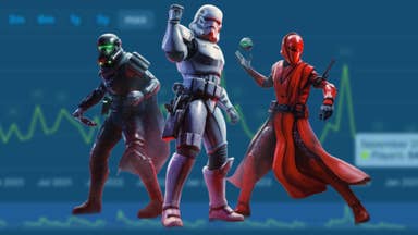 Destiny characters in Star Wars skins over a chart trending downwards