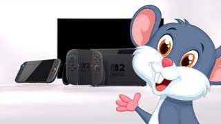 Switch 2 consoles and Joy Con with a mouse overlayed to the right