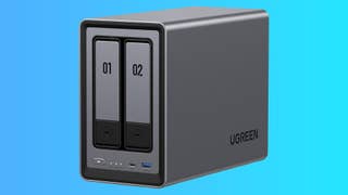 UGREEN NASync DXP2800 NAS on a gradient background