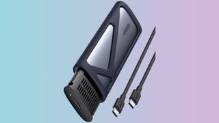 Ugreen M.2 to USB-C enclosure on a gradient background