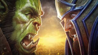 A classic Warcraft image. A green angry orc with two huge fanged teeth protruding from their bottom jaw, faces off inches away from the armoured head of an angry bearded human. It's the endless war. Who will win?