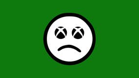 A sad face emoji with two Xbox X symbols for eyes, on an Xbox Green background
